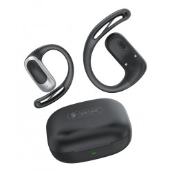 CELEBRAT earphones με θήκη φόρτισης W77, OWS, 12mm, 40/400mAh, μαύρα
