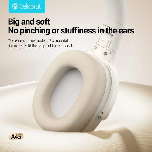 CELEBRAT headphones A45, ασύρματα & ενσύρματα, micro SD, 40mm, 250mAh, μαύρα