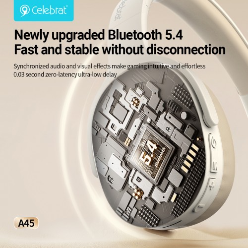 CELEBRAT headphones A45, ασύρματα & ενσύρματα, micro SD, 40mm, 250mAh, μαύρα