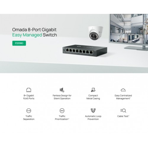 TP-LINK easy managed switch ES208G, 8x Gigabit θύρες, V1.0