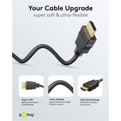GOOBAY καλώδιο HDMI 80102 με Ethernet, soft, 4K/60Hz, 18 Gbps, 1.5m, μαύρο