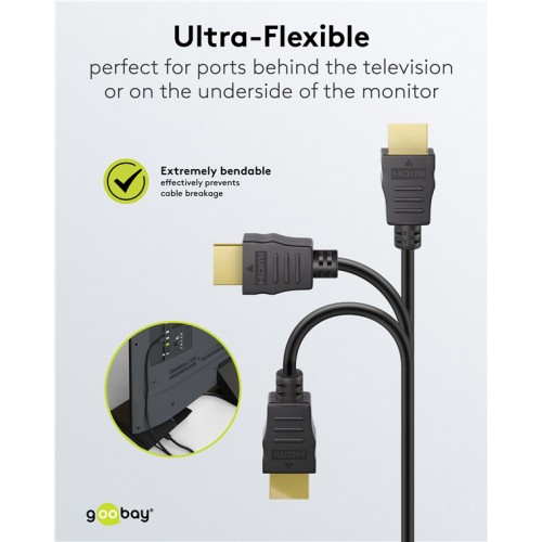 GOOBAY καλώδιο HDMI 80104 με Ethernet, soft, 4K/60Hz, 18 Gbps, 3m, μαύρο