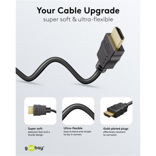 GOOBAY καλώδιο HDMI 80104 με Ethernet, soft, 4K/60Hz, 18 Gbps, 3m, μαύρο