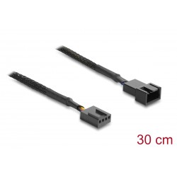 DELOCK καλώδιο προέκτασης 4pin PWM 91360 για ανεμιστήρες, 30cm, μαύρο