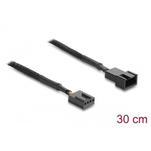 DELOCK καλώδιο προέκτασης 4pin PWM 91360 για ανεμιστήρες, 30cm, μαύρο