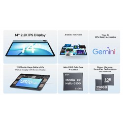 DOOGEE tablet Tab E3 Max, 14", 8/256GB, 4G, Android 16, 13500mAh, γκρι