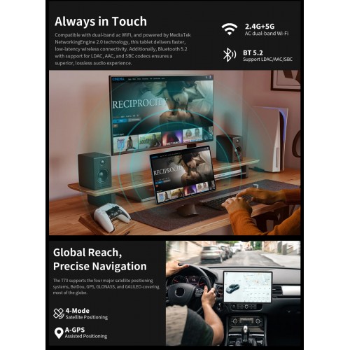 TECLAST tablet T70, 14", 8/128GB, 4G, Android 14, 10000mAh, μπλε