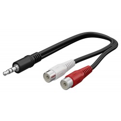 GOOBAY καλώδιο 3.5mm male σε 2x RCA female 50600, 0.2m, μαύρο