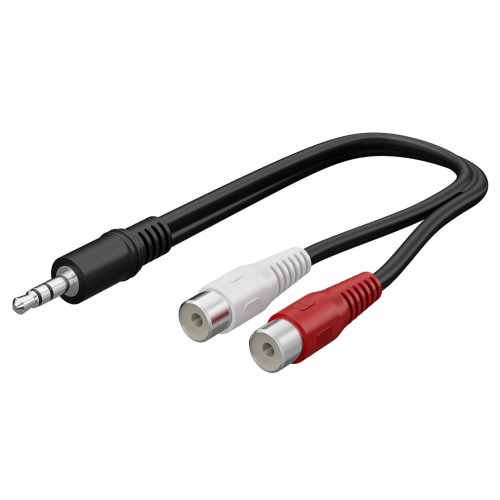 GOOBAY καλώδιο 3.5mm male σε 2x RCA female 50600, 0.2m, μαύρο