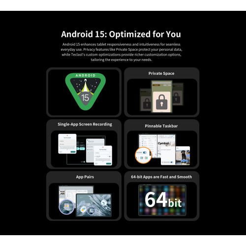 TECLAST tablet T65, 13.4", 6/128GB, 4G, Android 15, 8000mAh, γκρι