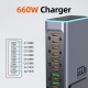 POWERTECH σταθμός φόρτισης PT-1621, 2x USB & 6x USB-C, GaN, 140W, γκρι