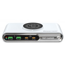 POWERTECH σταθμός φόρτισης PT-1624, 2x USB/2x USB-C/wireless, 72W, λευκός