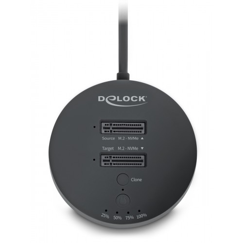 DELOCK docking station για M.2 NVMe PCIe SSD 64364, 2 θέσεων, 20Gbps, clone function, μαύρο