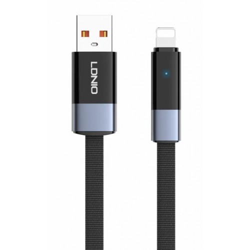 LDNIO καλώδιο Lightning σε USB LS242i, flat, 30W, 480Mbps, 2m, μαύρο