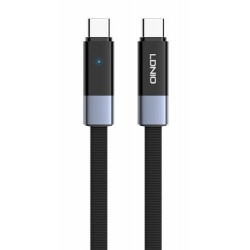 LDNIO καλώδιο USB-C LC242c, flat, 65W, 480Mbps, 2m, μαύρο