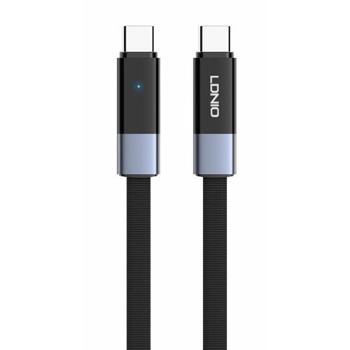 LDNIO καλώδιο USB-C LC242c, flat, 65W, 480Mbps, 2m, μαύρο