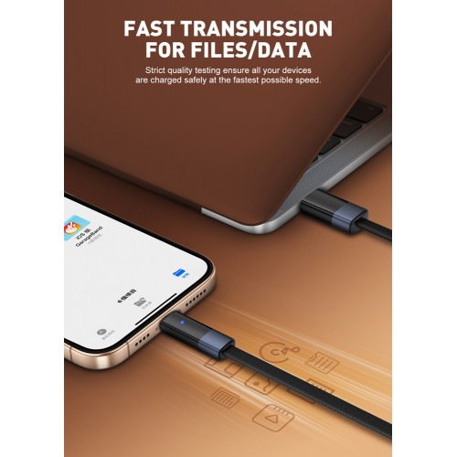 LDNIO καλώδιο USB-C LC242c, flat, 65W, 480Mbps, 2m, μαύρο
