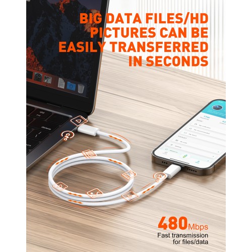LDNIO καλώδιο USB-C iP-902c, 65W, 480Mbps, 2m, λευκό