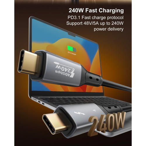 LDNIO καλώδιο USB-C TC-11c, 240W, 40Gbps, 8K/60Hz, 1m, μαύρο