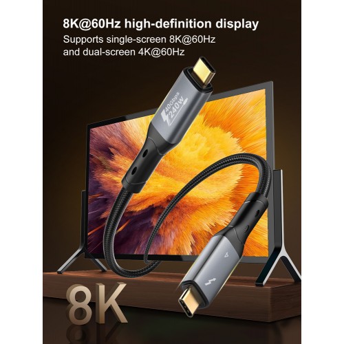 LDNIO καλώδιο USB-C TC-11c, 240W, 40Gbps, 8K/60Hz, 1m, μαύρο