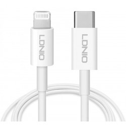 LDNIO καλώδιο Lightning σε USB-C MFi01, MFi, 30W, 480Mbps, 1m, λευκό