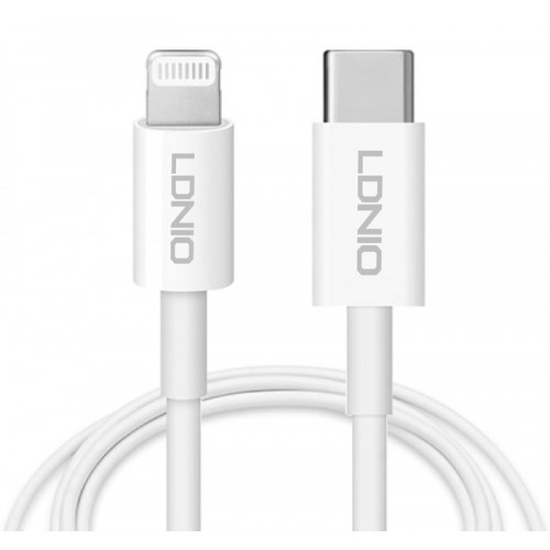 LDNIO καλώδιο Lightning σε USB-C MFi01, MFi, 30W, 480Mbps, 1m, λευκό