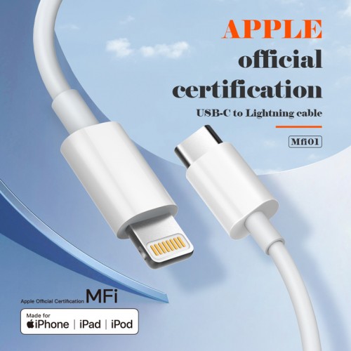 LDNIO καλώδιο Lightning σε USB-C MFi01, MFi, 30W, 480Mbps, 1m, λευκό