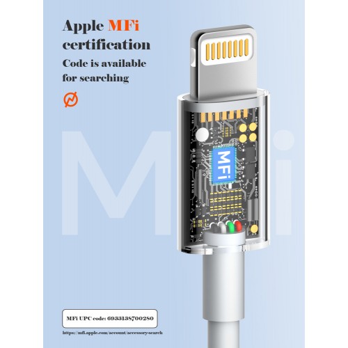 LDNIO καλώδιο Lightning σε USB-C MFi01, MFi, 30W, 480Mbps, 1m, λευκό