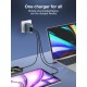 LDNIO φορτιστής τοίχου Q7 με καλώδιο USB-C, USB/Lightning/2x USB-C, GaN, 65W, μπλε