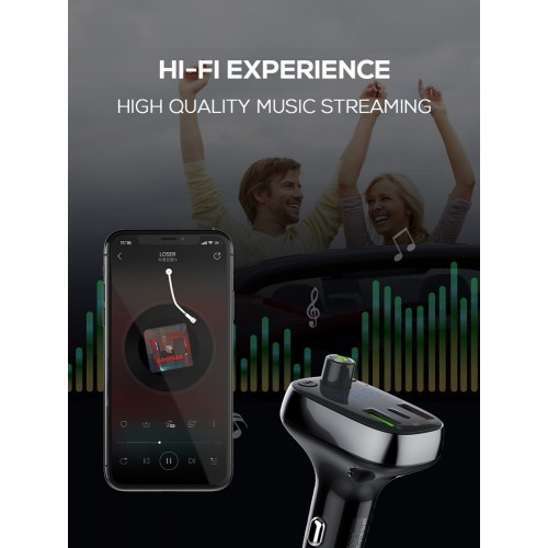 LDNIO FM transmitter & φορτιστής C704Q, USB-C/2x USB, 36W, Bluetooth, μαύρο