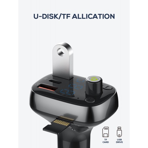 LDNIO FM transmitter & φορτιστής C704Q, USB-C/2x USB, 36W, Bluetooth, μαύρο