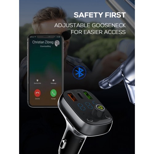 LDNIO FM transmitter & φορτιστής C704Q, USB-C/2x USB, 36W, Bluetooth, μαύρο
