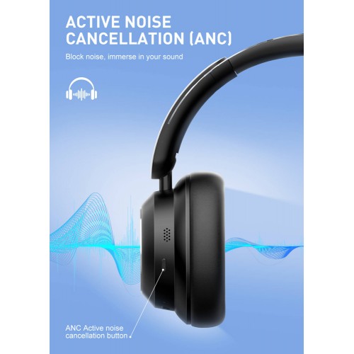 LDNIO headphones H01, ασύρματα & ενσύρματα, 40mm, 1000mAh, ANC, μαύρα