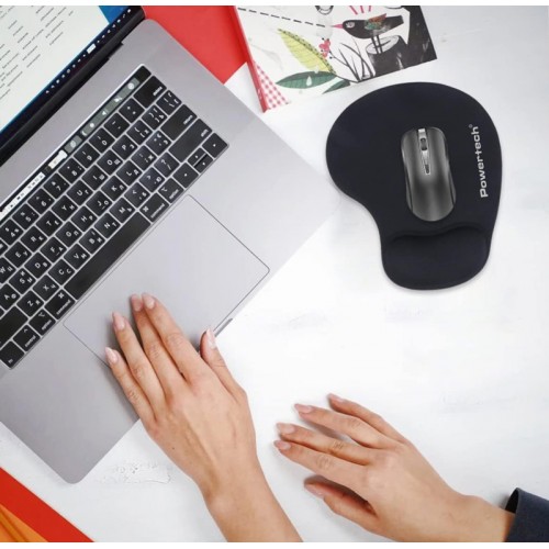 POWERTECH mouse pad PT-1611 με στήριγμα καρπού, 23x19x1.8cm, μαύρο