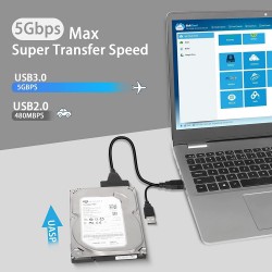 POWERTECH καλώδιο σύνδεσης HDD/SSD CAB-U163, 2x USB σε SATA, DC, 5Gbps