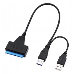 POWERTECH καλώδιο σύνδεσης HDD/SSD CAB-U163, 2x USB σε SATA, DC, 5Gbps