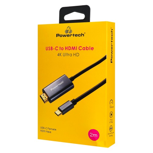 POWERTECH καλώδιο USB-C σε HDMI PTR-0210, 4K/30Hz, 10 Gbps, 2m, μαύρο