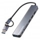 POWERTECH USB hub PTR-0205 με card reader, 8 θυρών, USB & USB-C σύνδεση, γκρι