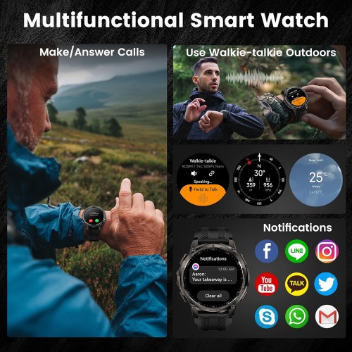 KOSPET smartwatch TANK T4C, heart rate, 1.5" AMOLED, GPS, 5 ATM & IP69K, με φακό, μαύρο