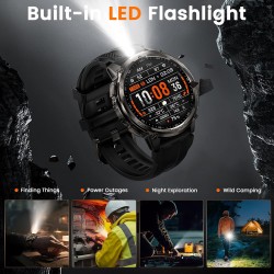 KOSPET smartwatch TANK T4C, heart rate, 1.5" AMOLED, GPS, 5 ATM & IP69K, με φακό, μαύρο