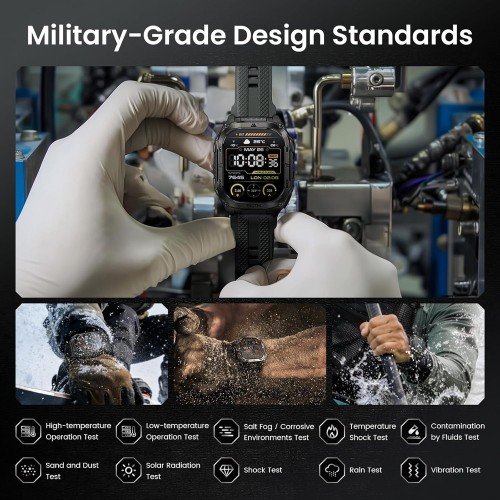 KOSPET smartwatch TANK M4C, heart rate, 1.96" AMOLED, GPS, 5 ATM & IP69K, με φακό, μαύρο