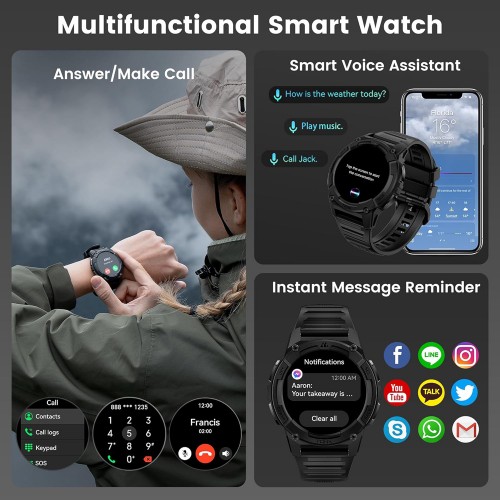 KOSPET smartwatch TANK S2, heart rate, 1.32" AMOLED, GPS, 5 ATM & IP69K, μαύρο