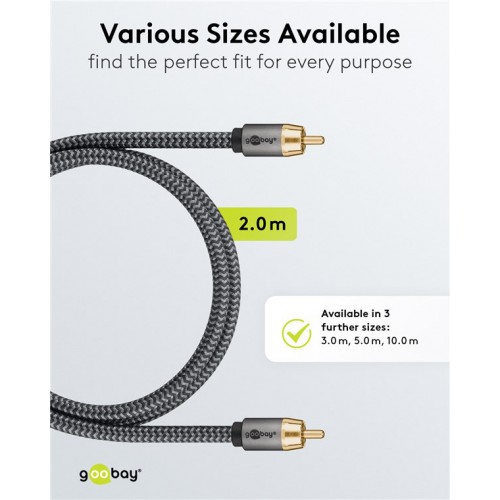 GOOBAY καλώδιο ήχου RCA σε RCA 65297, 3m, μαύρο/ασημί