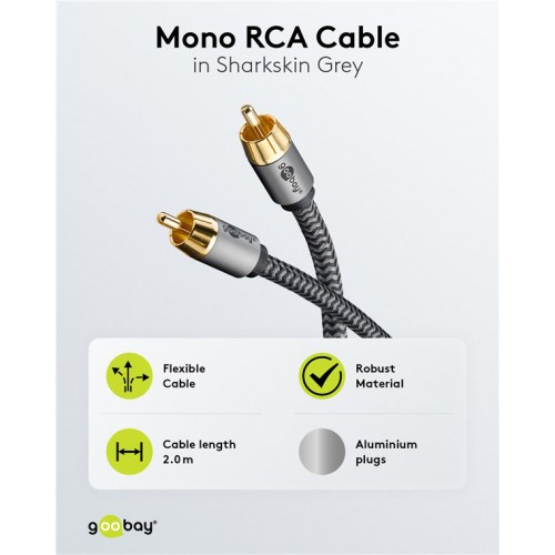 GOOBAY καλώδιο ήχου RCA σε RCA 65297, 3m, μαύρο/ασημί