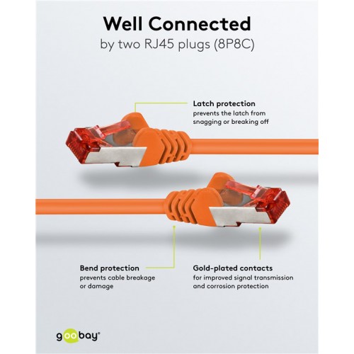 GOOBAY καλώδιο δικτύου 93468, CAT 6 S/FTP, copper, 250MHz, 1m, πορτοκαλί