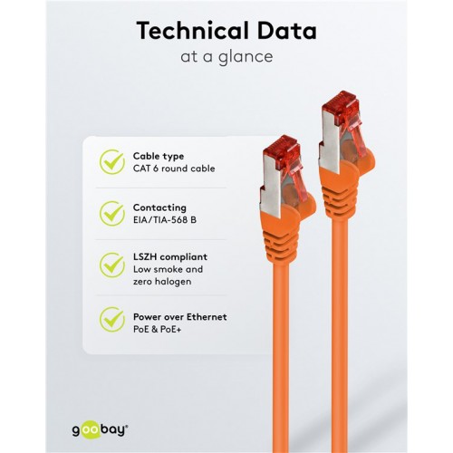GOOBAY καλώδιο δικτύου 93468, CAT 6 S/FTP, copper, 250MHz, 1m, πορτοκαλί