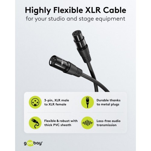 GOOBAY καλώδιο προέκτασης ήχου XLR 80028, 1m, μαύρο
