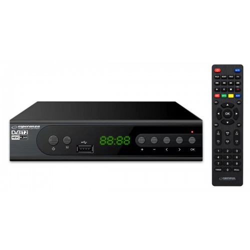 ESPERANZA ψηφιακός δέκτης EV106R, DVB-T2, Full HD, MPEG-4, H.265/HEVC, με PVR