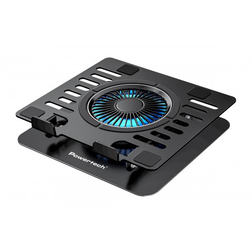 POWERTECH βάση & ψύξη laptop PT-1630 έως 17", 110mm LED fan, μεταλλική, μαύρη