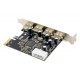 POWERTECH κάρτα επέκτασης PCIe σε 4x USB 2.0 ST622, 480Mbps, ASIX MCS9990